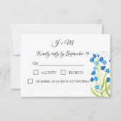 Vergeet me niet Blauwe Bloemen Bruiloft RSVP (Voorkant)