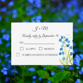 Vergeet me niet Blauwe Bloemen Bruiloft RSVP Kaartje