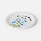 Vergeet me niet Blauwe bloemenbruiloft Waterverf B Papieren Bordje (Gekanteld)