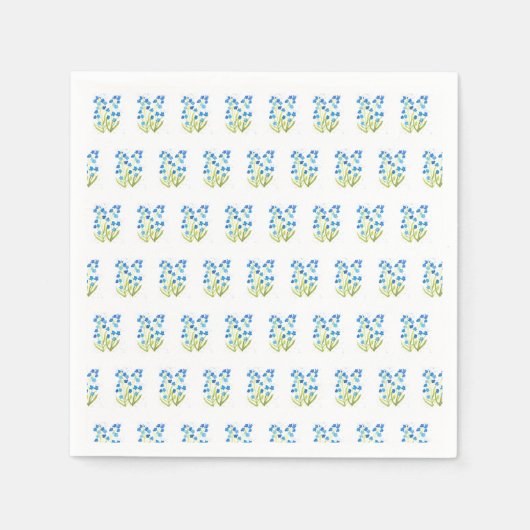 Vergeet me niet Blauwe bloemenbruiloft Waterverf B Servet (Voorkant)