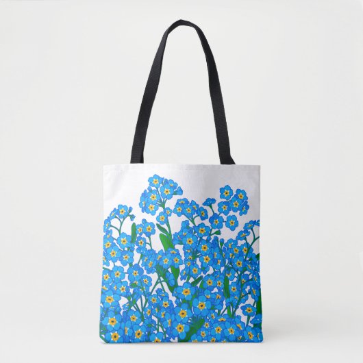 Vergeet me niet, Blauwe bloementekening, Natuur li Tote Bag (Voorkant)