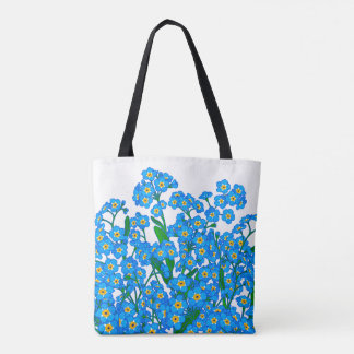 Vergeet me niet, Blauwe bloementekening, Natuur li Tote Bag