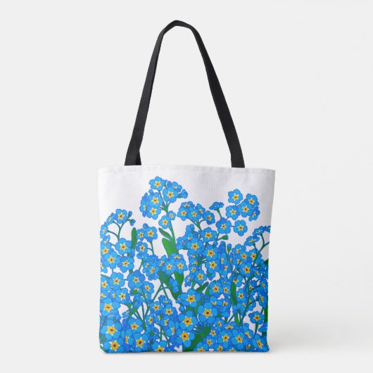 Vergeet me niet, Blauwe bloementekening, Natuur li Tote Bag (Achterkant)