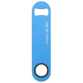 Vergeet-me-niet blauwe kleurennaam speed flessenopener (Voorkant)