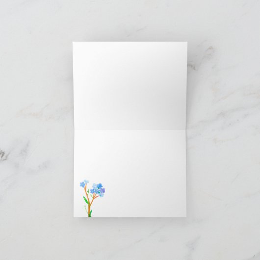 Vergeet me niet Bloem Dank je Bedankkaart (Binnen)