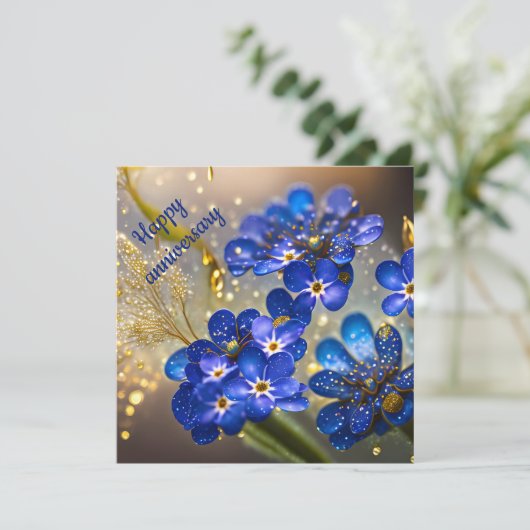 Vergeet me-niet bloem met gouden accenten (Staand voorkant)