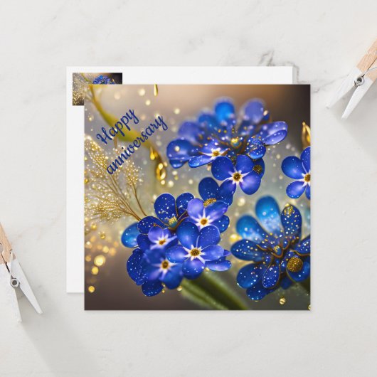 Vergeet me-niet bloem met gouden accenten (Voorkant / Achterkant in situ)