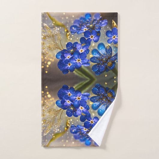 Vergeet me-niet bloem met gouden accenten bad handdoek (Handdoek)