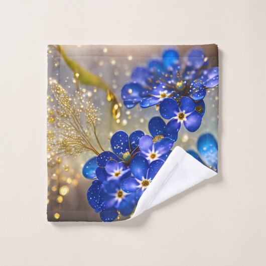 Vergeet me-niet bloem met gouden accenten bad handdoek (Wasdoekje)