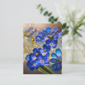 Vergeet me-niet bloem met gouden accenten briefkaart (Staand voorkant)