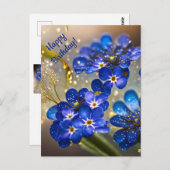 Vergeet me-niet bloem met gouden accenten briefkaart (Voorkant / Achterkant)