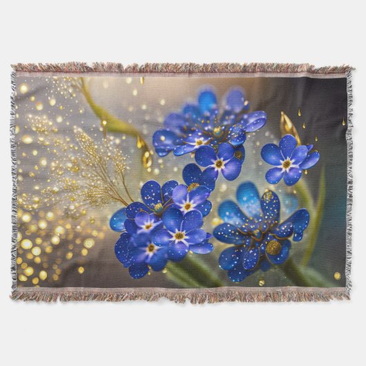 Vergeet me-niet bloem met gouden accenten deken (Voorkant)
