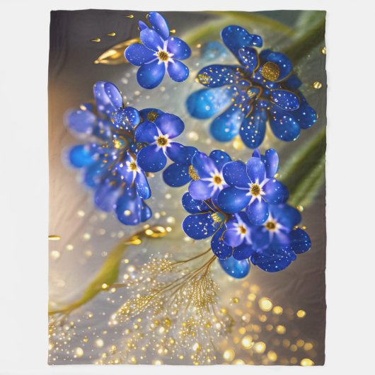 Vergeet me-niet bloem met gouden accenten fleece deken (Voorkant)