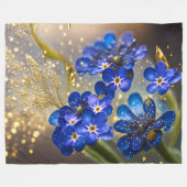 Vergeet me-niet bloem met gouden accenten fleece deken (Voorkant (Horizontaal))