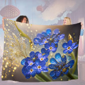 Vergeet me-niet bloem met gouden accenten fleece deken