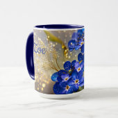 Vergeet me-niet bloem met gouden accenten mok (Voorkant links)
