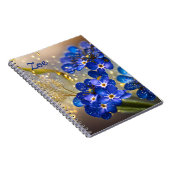 Vergeet me-niet bloem met gouden accenten notitieboek (Rechterzijde)