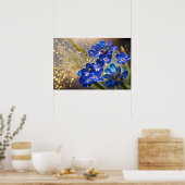 Vergeet me-niet bloem met gouden accenten poster (Keuken)