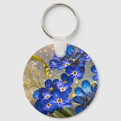 Vergeet me-niet bloem met gouden accenten sleutelhanger (Achterkant)