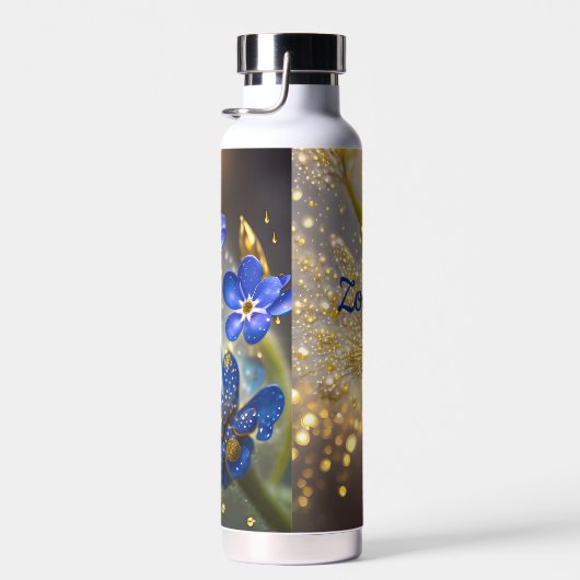 Vergeet me-niet bloem met gouden accenten waterfles (Rechts)