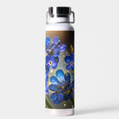 Vergeet me-niet bloem met gouden accenten waterfles (Achterkant)