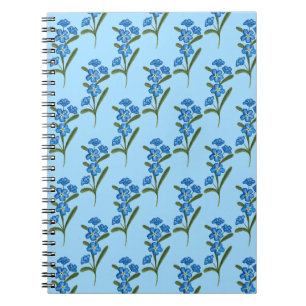 Vergeet me niet Bloem Notitieboek Blauw Patroon