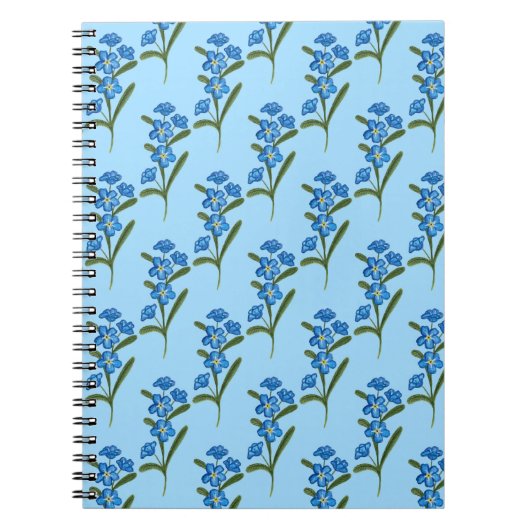 Vergeet me niet Bloem Notitieboek Blauw Patroon (Voorkant)