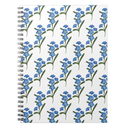 Vergeet me niet Bloem Notitieboek Wit Patroon (Voorkant)