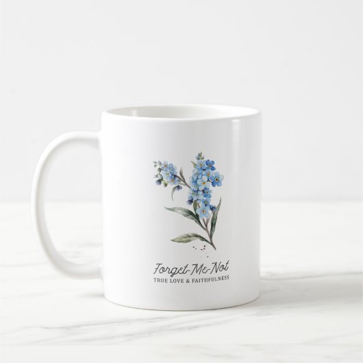 Vergeet me niet bloem ware liefde aangepaste monog koffiemok (Links)