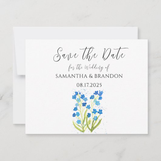 Vergeet me niet bloem Waterverf Blauw Bloemen Rust (Voorkant)