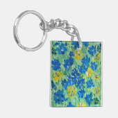 Vergeet-me-niet Bloemen Acryl Vierkante Sleutelhan Sleutelhanger (Voorkant Links)