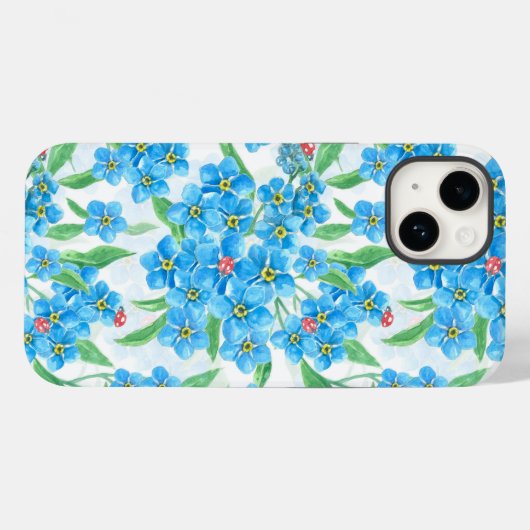 Vergeet me niet bloemen en ladybugs Case-Mate iPhone case (Achterkant (horizontaal))