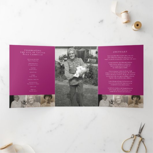 Vergeet-me-niet bloemen hart roze begrafenis drieluik programma (Binnen)