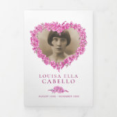 Vergeet-me-niet bloemen hart roze begrafenis drieluik programma (Cover)