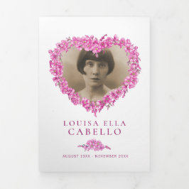 Vergeet-me-niet bloemen hart roze begrafenis drieluik programma