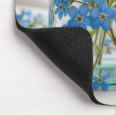 Vergeet-me-niet-bloemen in een pot muismat (Hoek)