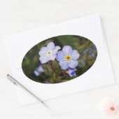 Vergeet me niet bloemen ovale sticker (Envelop)