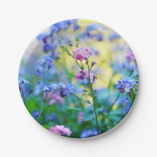 Vergeet-me-niet bloemen papieren bordje (Voorkant)