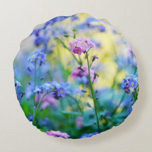 Vergeet-me-niet bloemen rond kussen (Achterkant)
