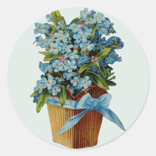 Vergeet me niet bloemen ronde sticker (Voorkant)