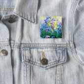 Vergeet-me-niet bloemen vierkante button 5,1 cm (In situ)