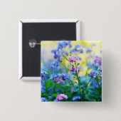 Vergeet-me-niet bloemen vierkante button 5,1 cm (Voorkant /achterkant)