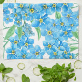 Vergeet me niet bloemen, waterverf patroon theedoek (Gevouwen)