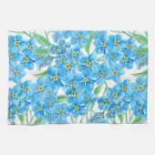 Vergeet me niet bloemen, waterverf patroon theedoek (Horizontaal)