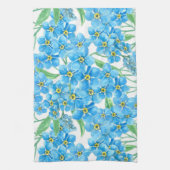 Vergeet me niet bloemen, waterverf patroon theedoek (Verticaal)