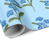Vergeet me niet bloemen wikkelen papier blauw patr (Rol Hoek)