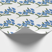 Vergeet me niet bloemen wikkelen papier wit patroo (Hoek)