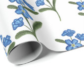 Vergeet me niet bloemen wikkelen papier wit patroo (Rol Hoek)