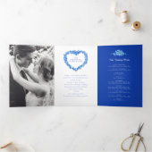 Vergeet-me-niet bloemenhart krans kunst bruiloft drieluik programma (Binnen)