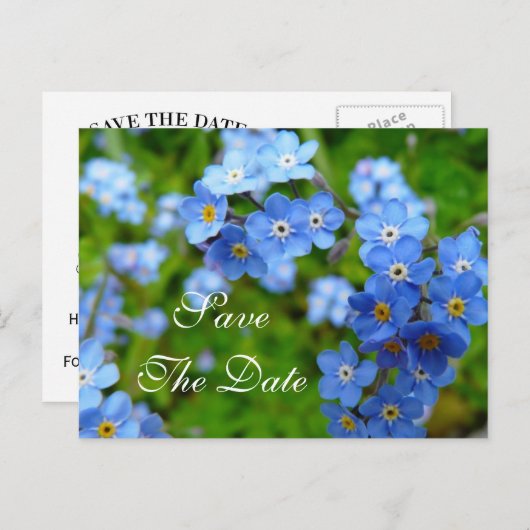 Vergeet me niet bloemetjes op te slaan de datum br aankondigingskaart (Voorkant / Achterkant)